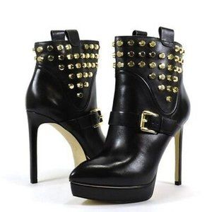 Michael Kors Bryn Gold Studded Ankle Boot sz 8 Like New!